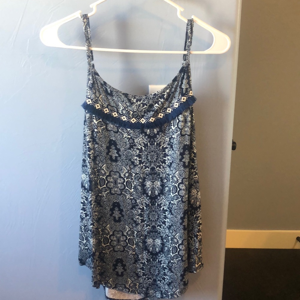 Blue and white tank top